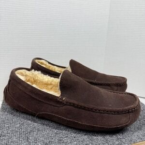 UGG Australia Mens 10 Suede Shearling Moccasin Slippers Brown SSN 5336 Leather